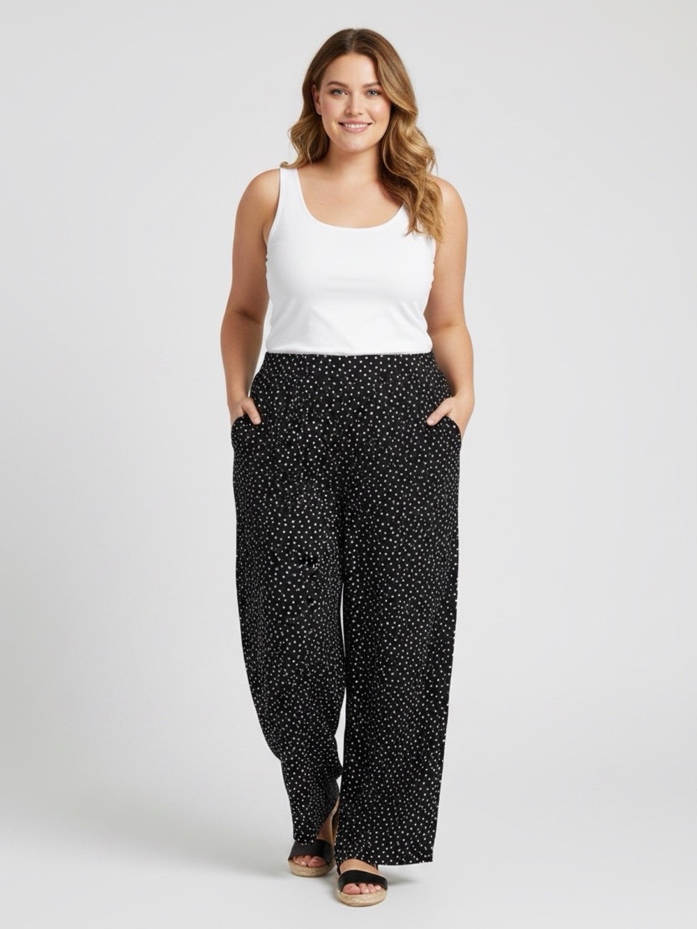 ON 34TH Polka Dot Wide Leg Women's Pants Professional Workwear Comfort 2XL